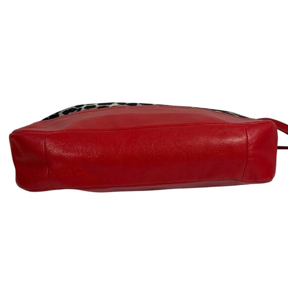 COACH Parker Ocelot Print Hobo F23266 Red Leather Trim Handbag + Strap NO TAG - Picture 5 of 16